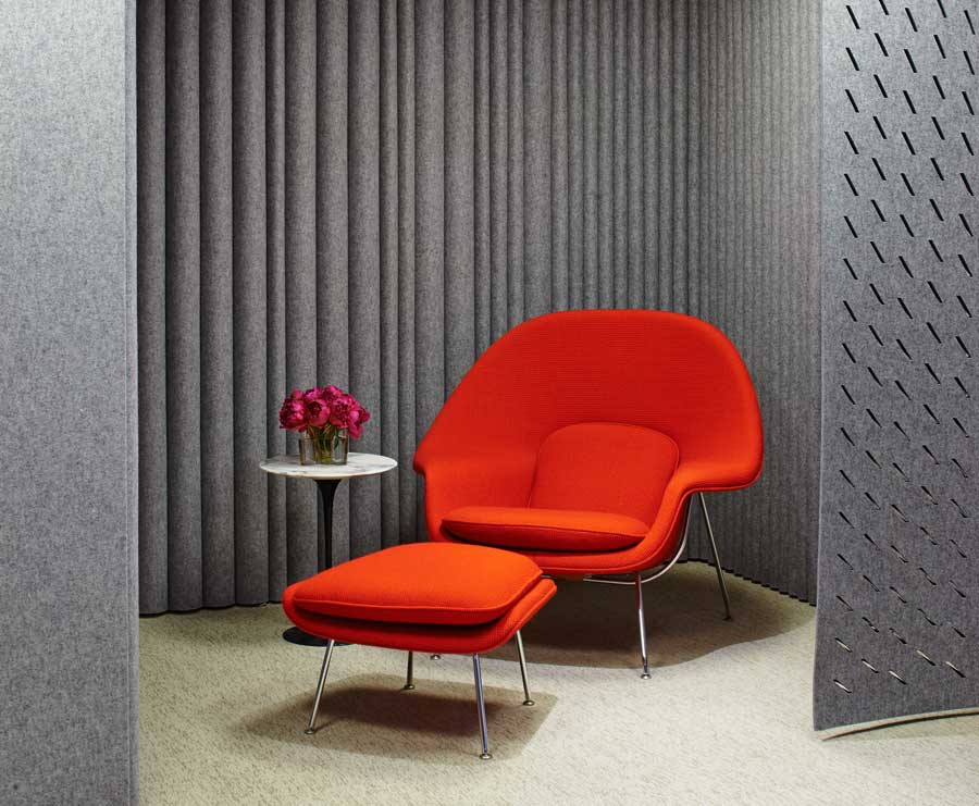 Womb Chair and Fitzfelt panels Knoll furniture dealers